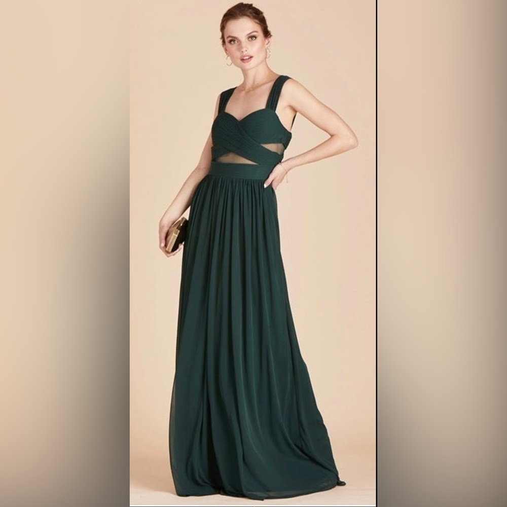 Birdy grey emerald sheer panel dress